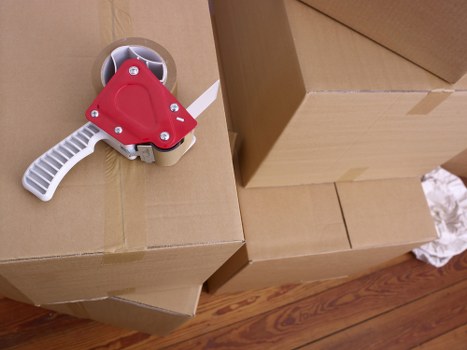 Packing materials and labeled boxes prepared for a move in Cranham